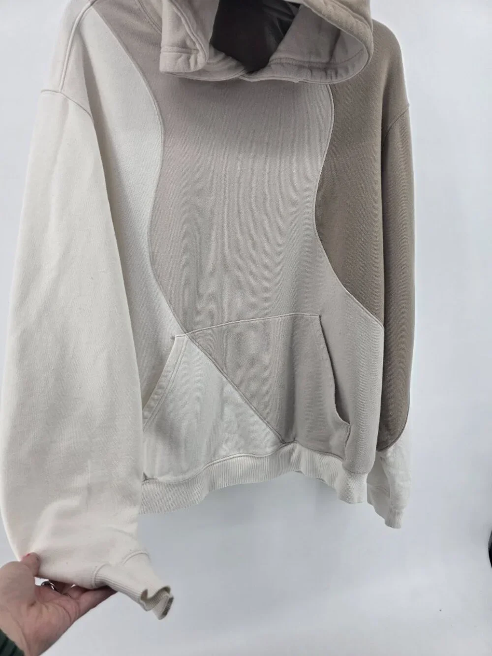 Alo Yoga Two-Tone Colorblock Hoodie & Jogger Set Size M Tan/Stone
